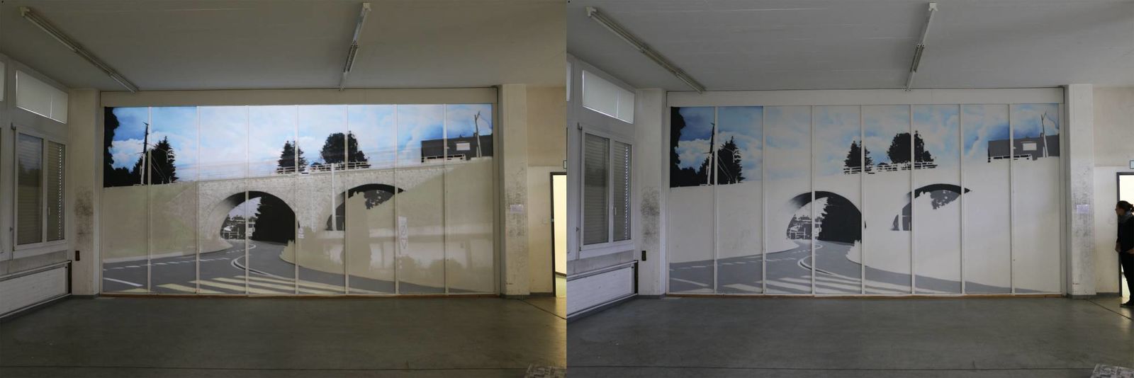 Viadukt | 2016 | 16 x 4 m | Projektion und Spraylack auf einer Holzwand