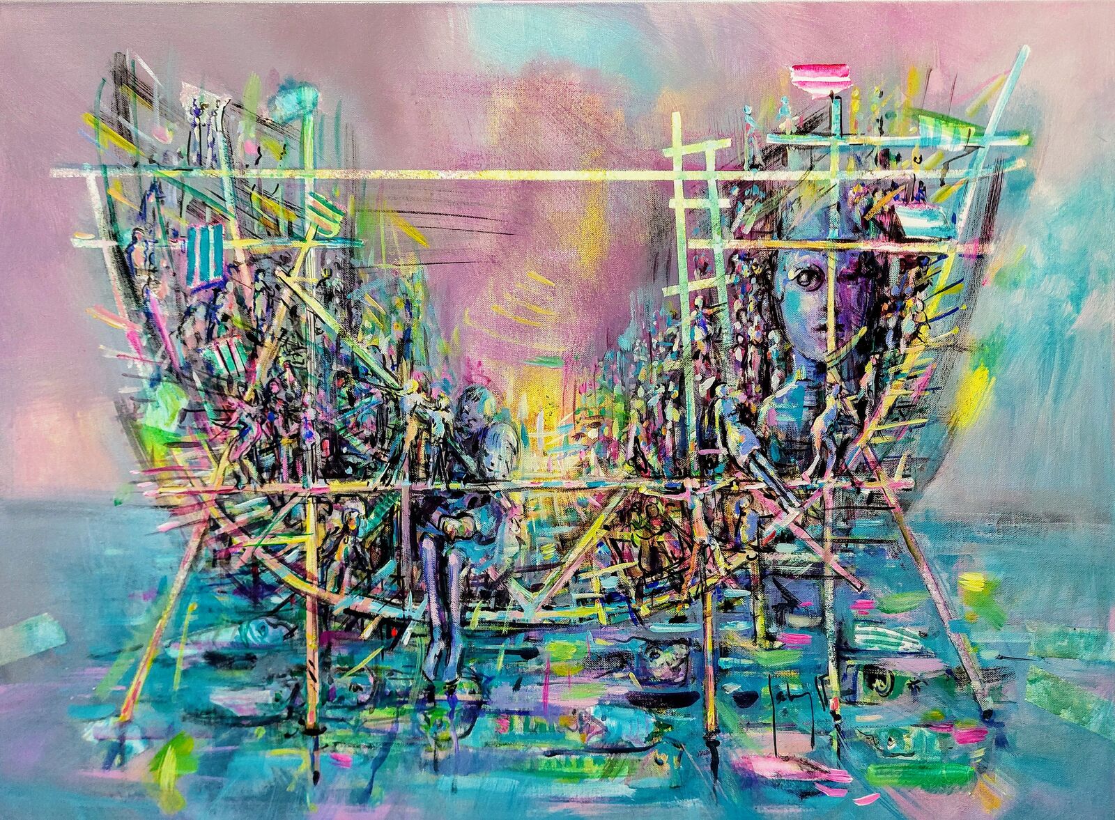 Arche: Transport einer Statue